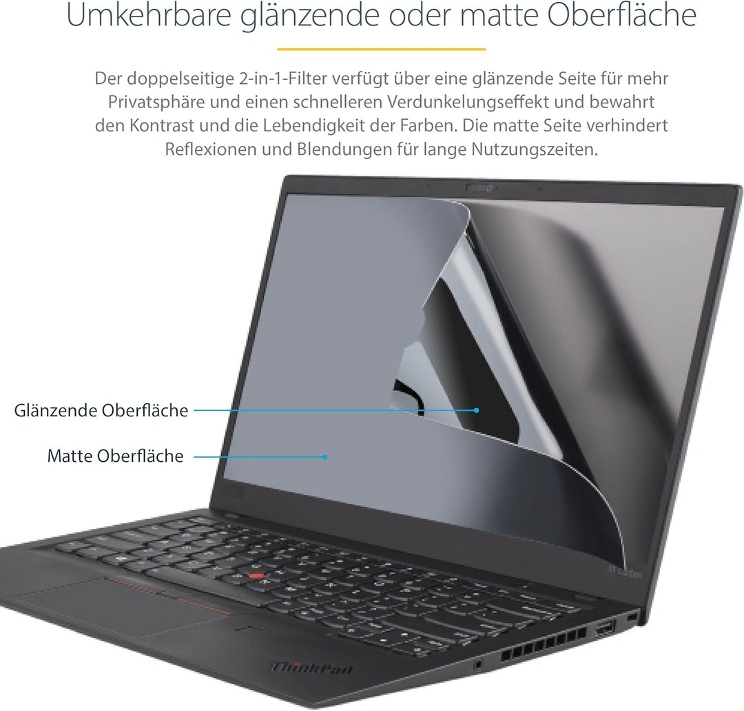 StarTech.com 15,6 Zoll 16:9 Laptop Sichtschutzfolie, Blendschutzfolie/Privacy Screen mit 51% Blaulic