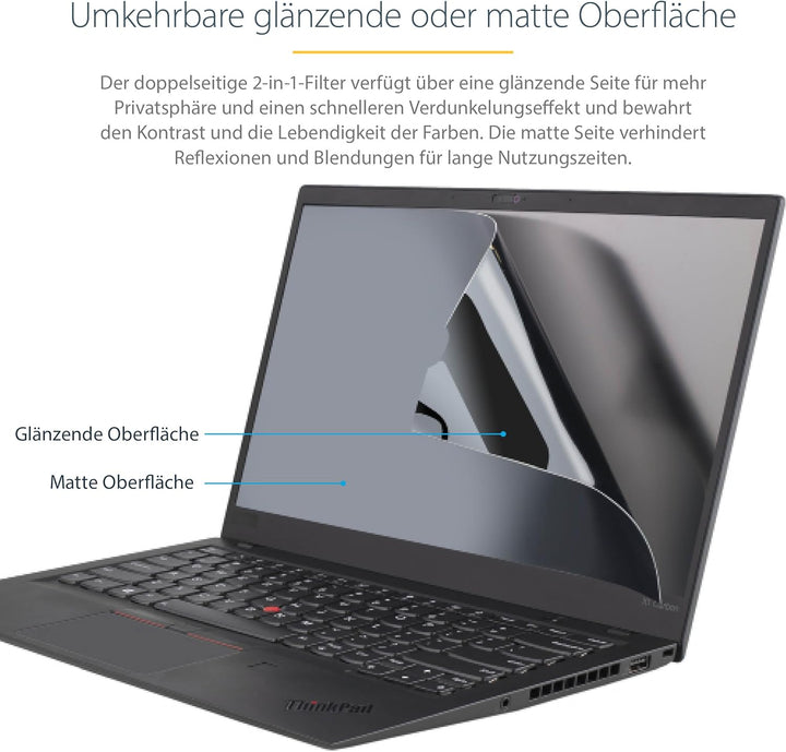 StarTech.com 15,6 Zoll 16:9 Laptop Sichtschutzfolie, Blendschutzfolie/Privacy Screen mit 51% Blaulic