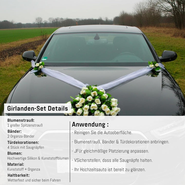 Spitze STRAUss Auto Schmuck Braut Paar Rose Deko Dekoration Autoschmuck Hochzeit Car Auto Wedding De