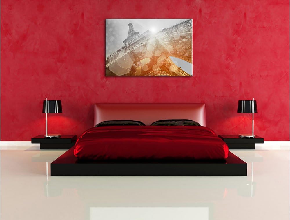Pixxprint Der Eiffelturm im Sonnenschein als Leinwandbild | Grösse: 100x70 | Wandbild| Kunstdruck |