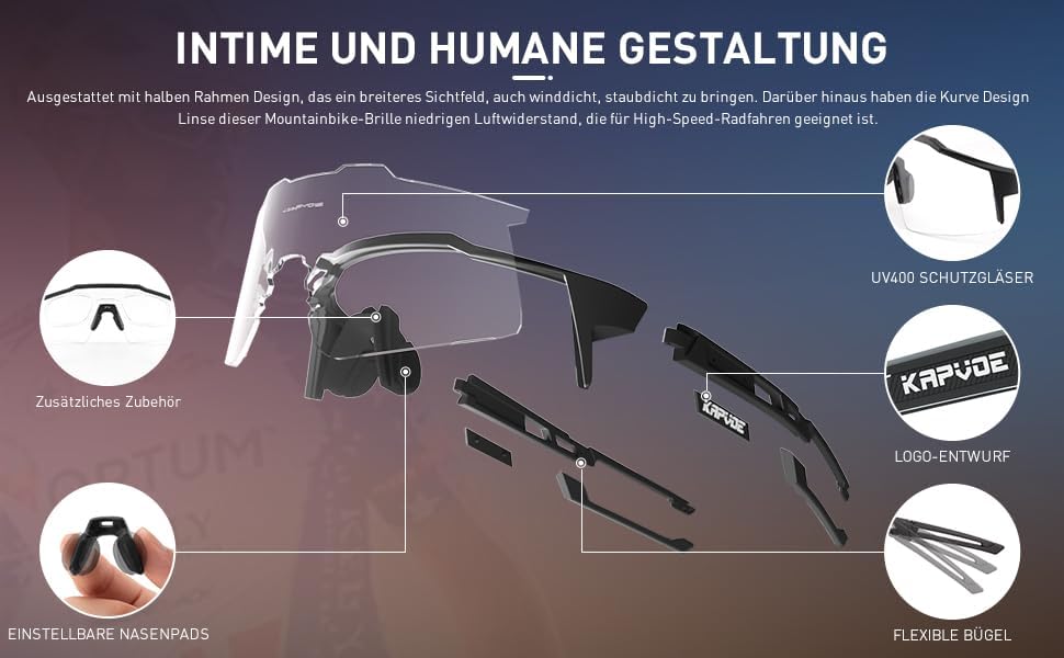 KAPVOE Photochromatische Selbsttönend Fahrradbrille TR90 Rahmen für Herren Damen Jungen Mädchen Klar