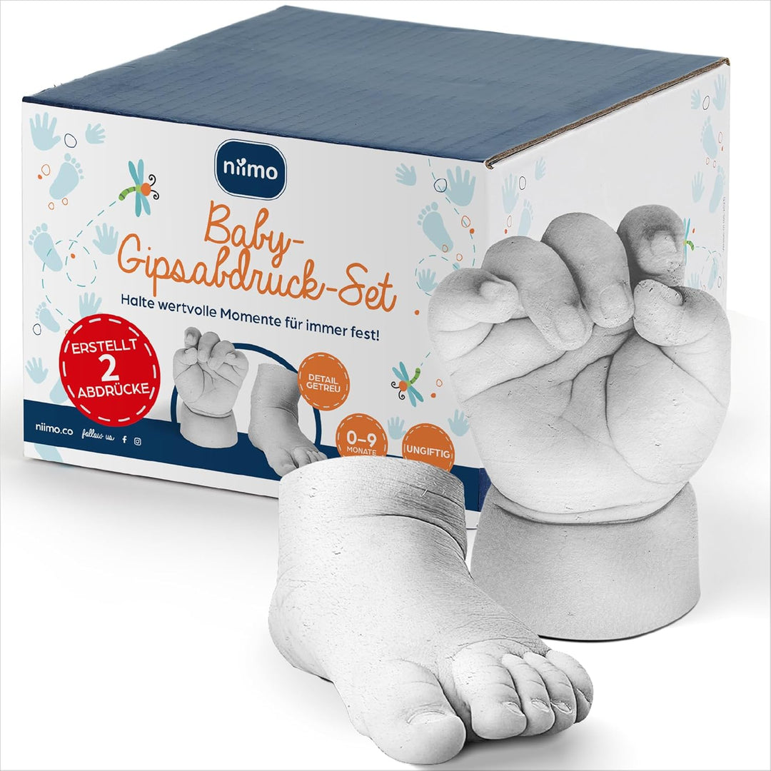 Niimo 3D Abdruck Baby Hand und Fuss - Hautsicheres Baby Gipsabdruck Set, Baby Abdruck Hand Fuss, Han