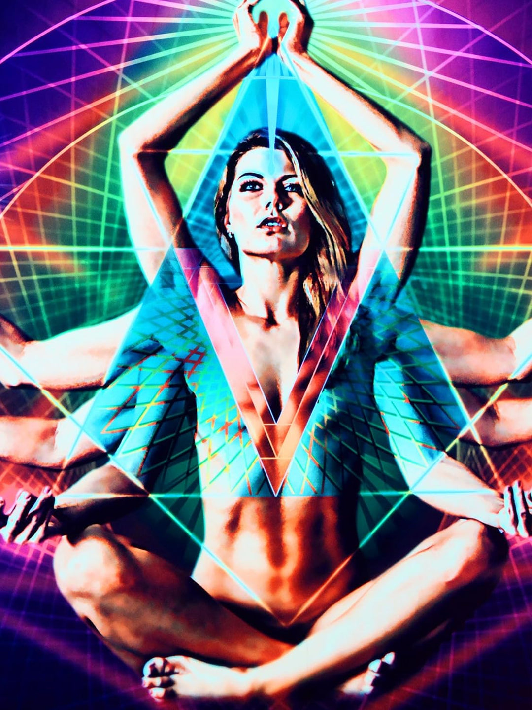 PSYWORK Schwarzlicht Stoffposter Neon | Resonance | 0,55 x 0,68m | UV-aktiv | fluoreszierend | Wandb