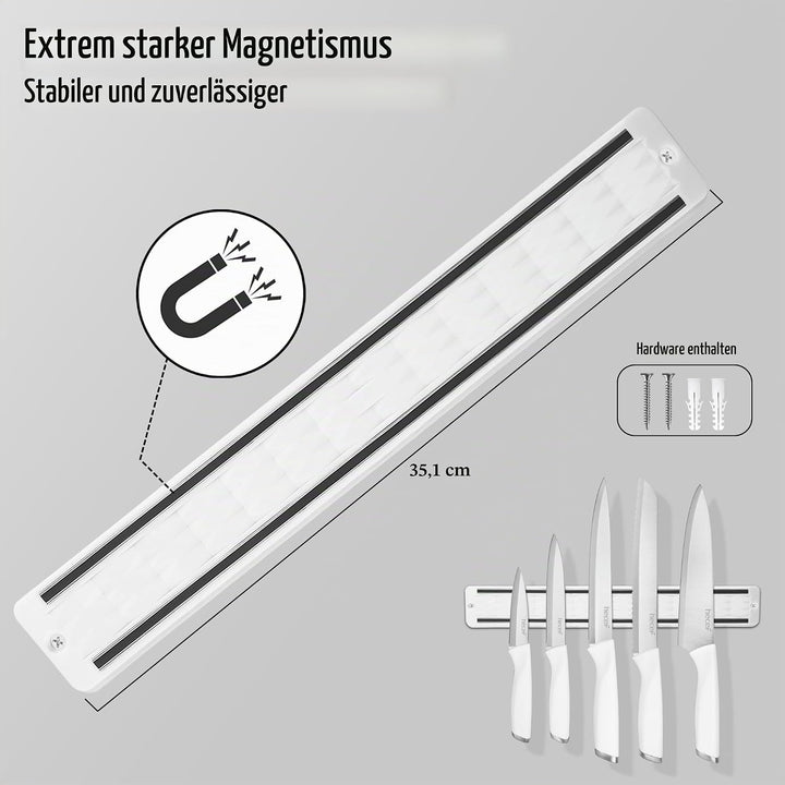 hecef Messerset mit Messerhalter Magnetisch, 5 tlg Scharfe Küchenmesser Set mit 33cm Messer Magnetle