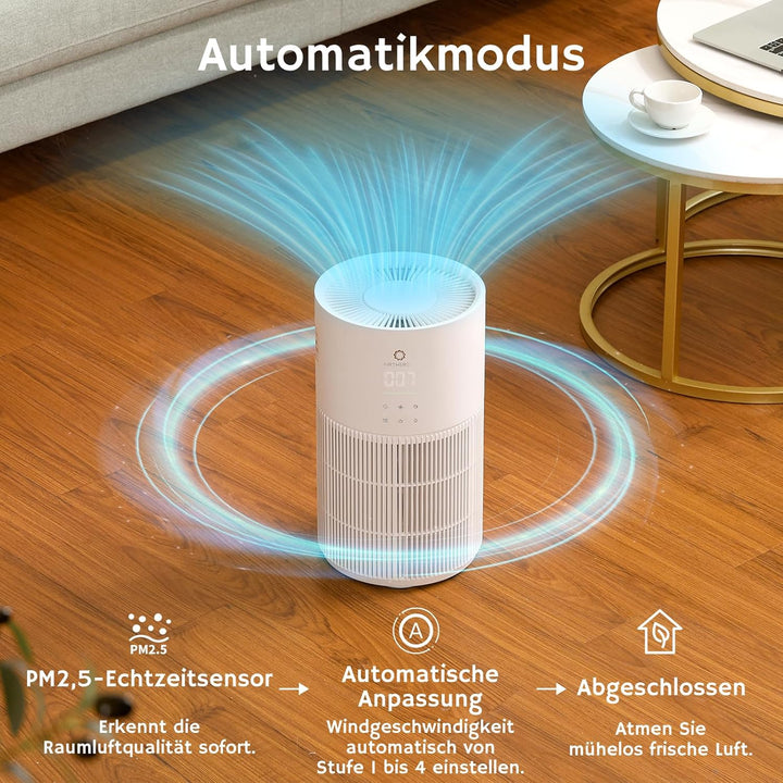 Airthereal 2-in-1 Luftreiniger mit Luftbefeuchter für bis zu 125 m², 3-Stufen-Filter, Luftqualitätsa