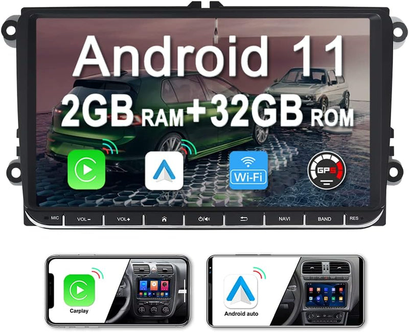 JUNHUA 9" 2GB+32GB Android Autoradio für VW Golf 5 V Golf 6 VI Passat Polo Tiguan T5 EOS mit Wireles