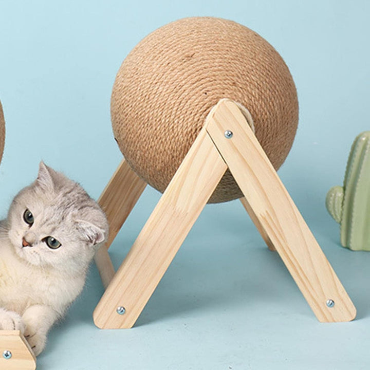 Cat Ball Toys Kitten Cat Sisal Scratcher Ball, Stabile Holzbasis Und Sisalseil Rolling Ball Spielzeu