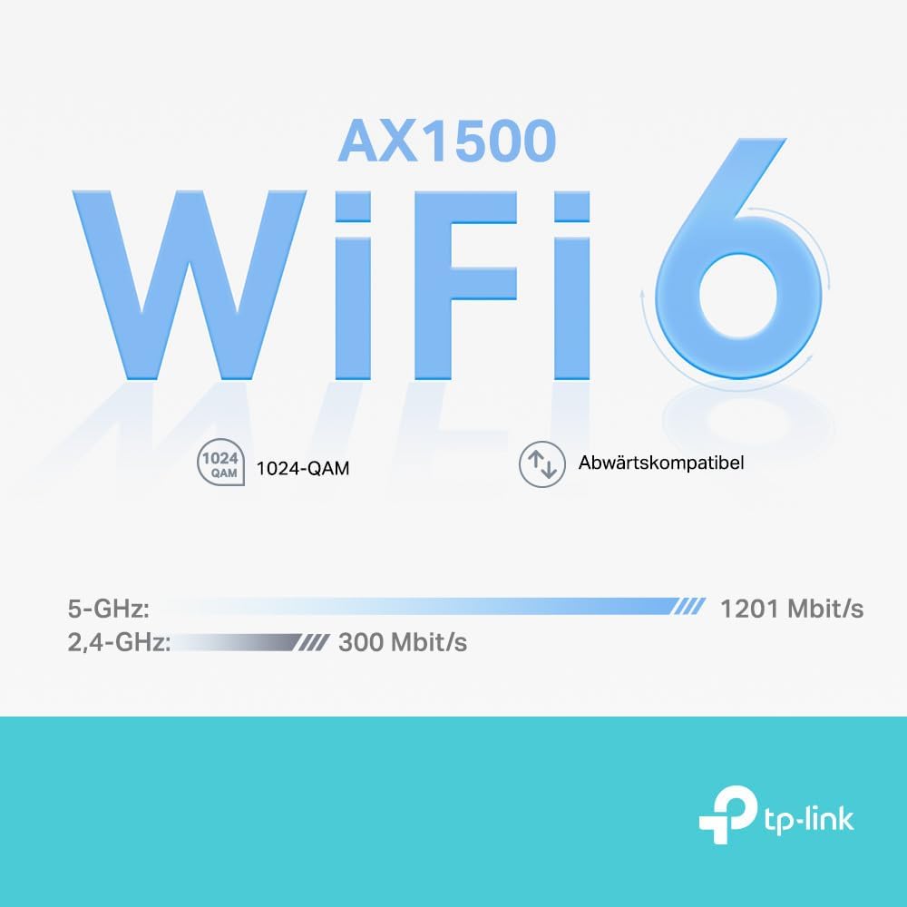 TP-Link Deco X1500 Mesh WLAN Set (2 Pack), Wi-Fi 6 AX1500 Dual Band Router & Repeater, 2X Gigabit Po