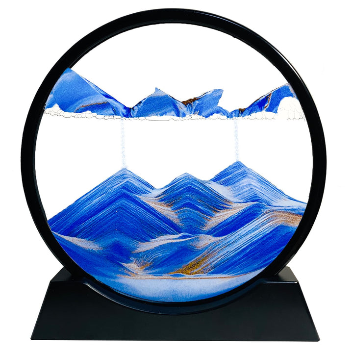SANDCLE 3D Sandbilder Zum Drehen - Dynamisches Sandbild Runde Glas Rahmen, Bewegliche Sandkunst Land