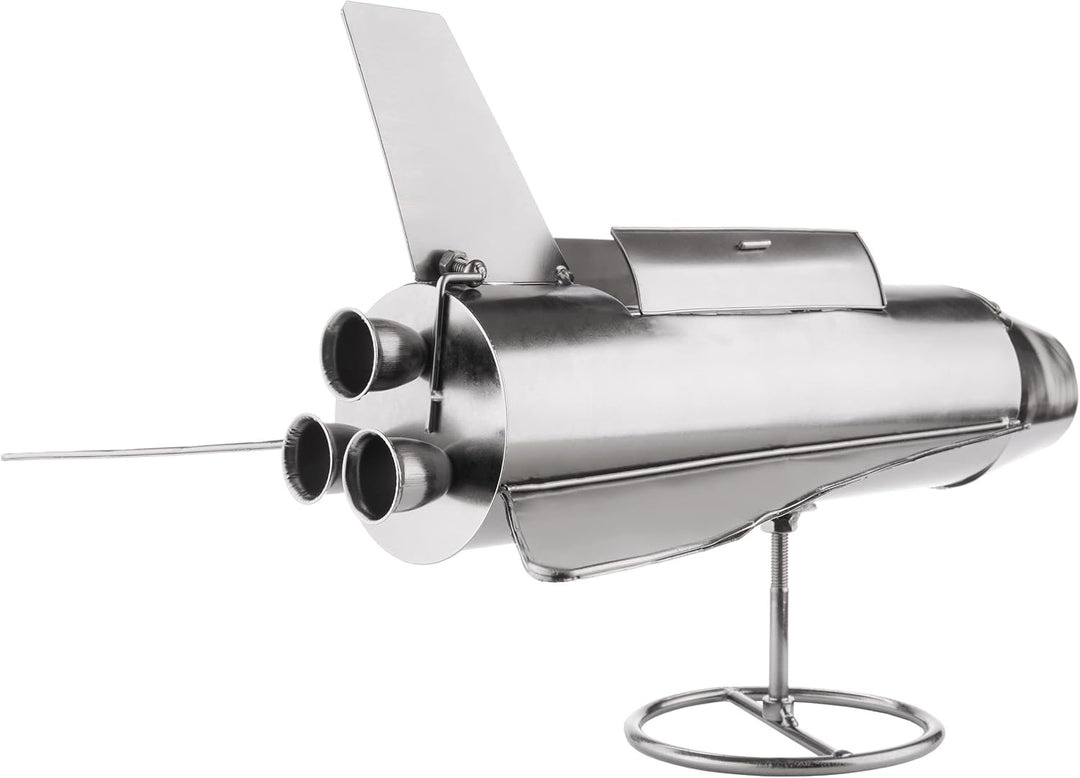 BRUBAKER Weinflaschenhalter Space Shuttle - Metall Skulptur Flaschenständer Rakete Raumfähre - Silbe