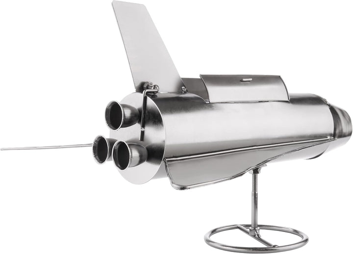 BRUBAKER Weinflaschenhalter Space Shuttle - Metall Skulptur Flaschenständer Rakete Raumfähre - Silbe