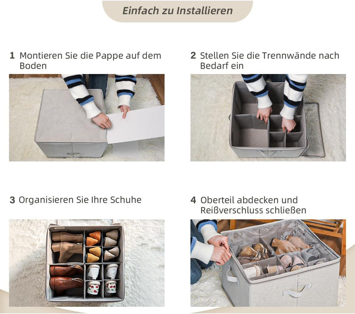 StorageWorks Schuh Organizer für Schrank, extragrosse Schuhaufbewahrungsbox für bis zu 24 Paar, plat