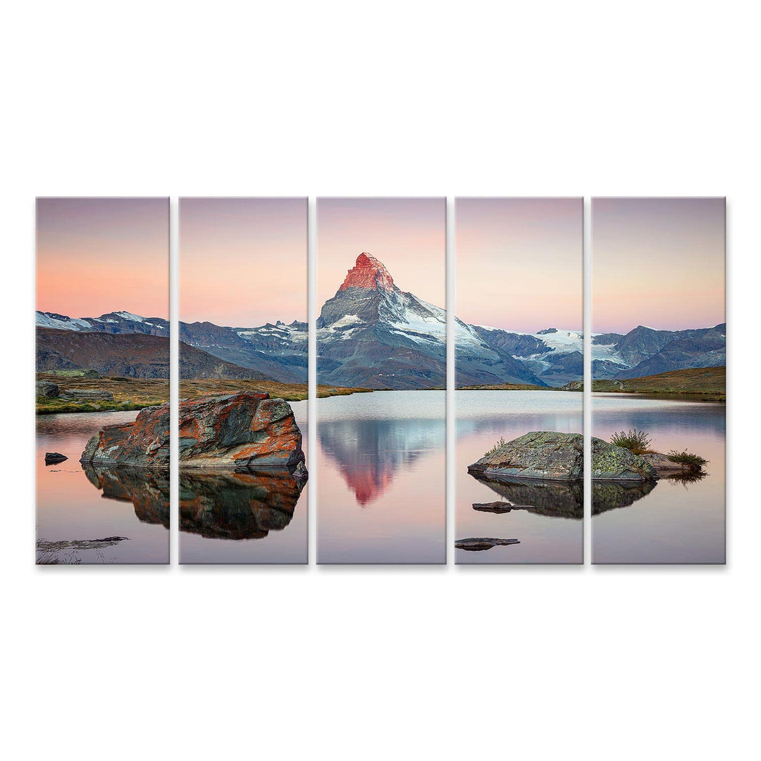 islandburner Bild auf Leinwand Matterhorn Schweizer Alpen Landschaft Bilder Wandbilder Poster Leinwa