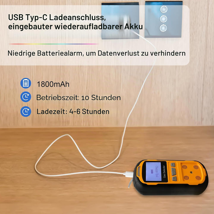 Gaslecksuchgerät für H2S CO O2 und LEL, tragbarer Multi-Gasmelder Gasdetektor mit akustischen, visue