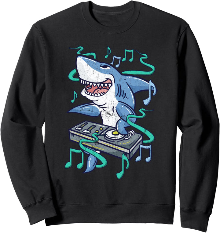 Lustiger Hai DJ - Party Dance Club Disk Jockey EDM Sweatshirt