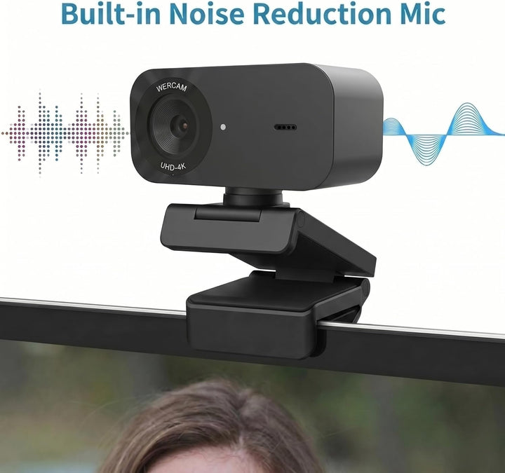Kaysunlink UHD 4K Webcam, Webcam mit Mikrofon und Objektivabdeckung, Rauschunterdrückung, 100° FOV,