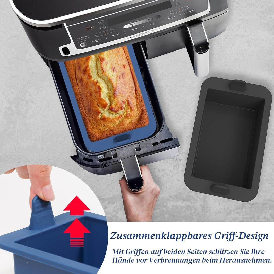 Webake Brotbackform Klein Silikonform für Heissluftfritteuse 2 Stück Air Fryer Silikon Kastenform Ai