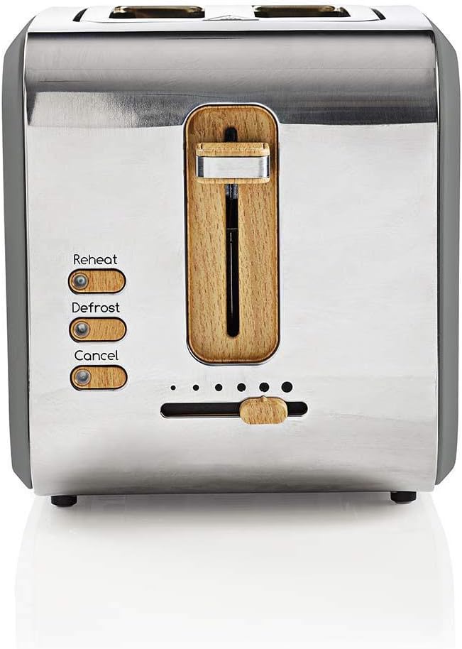 Nedis Soft Touch Toaster für 2 Scheiben Toast, Bagels oder Muffins – Mit 6 Bräunungsstufen, Aufwärm-