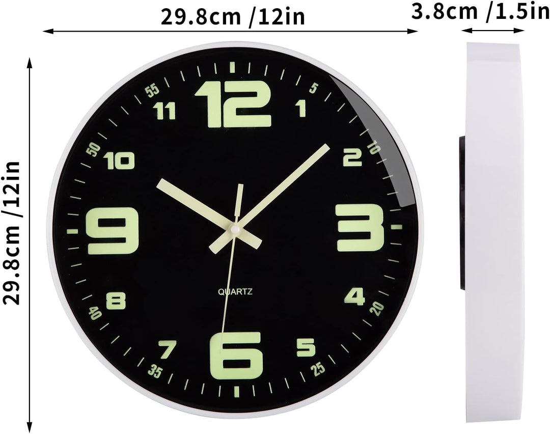 VIVILINEN Wanduhr Leuchtend mit Grossen Zahlen Wanduhr Ohne Tickgeräusche Quartzuhr Rund Batteriebet