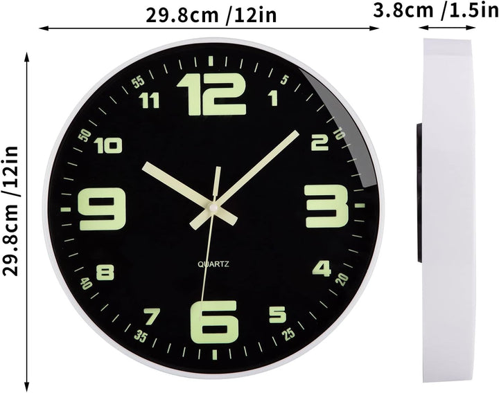VIVILINEN Wanduhr Leuchtend mit Grossen Zahlen Wanduhr Ohne Tickgeräusche Quartzuhr Rund Batteriebet