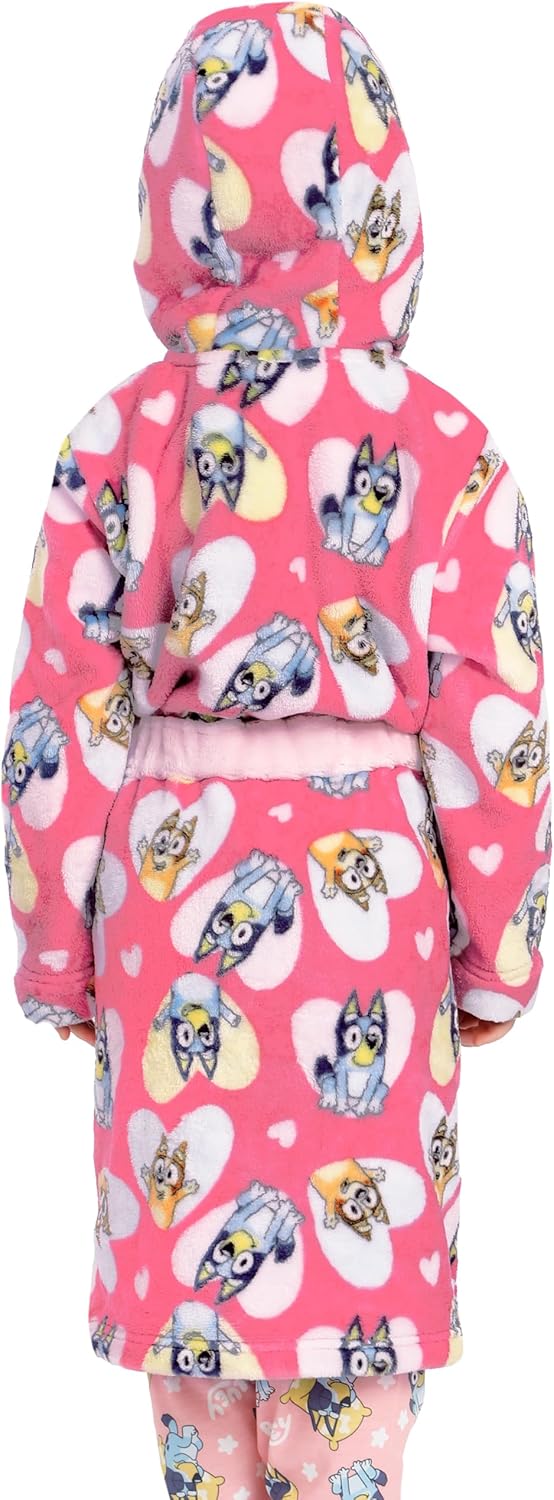 BlueY Bademantel Kinder, Bingo Morgenmantel Mädchen Mit Kapuze, Fleece Bademantel Mädchen 128, 128