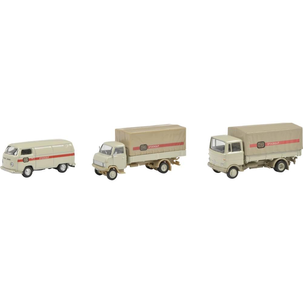 Schuco 452655300 H0 Mercedes Benz, Volkswagen, Hanomag 3er-Set DB Stueckgut MB L322, Hanomag F55, VW