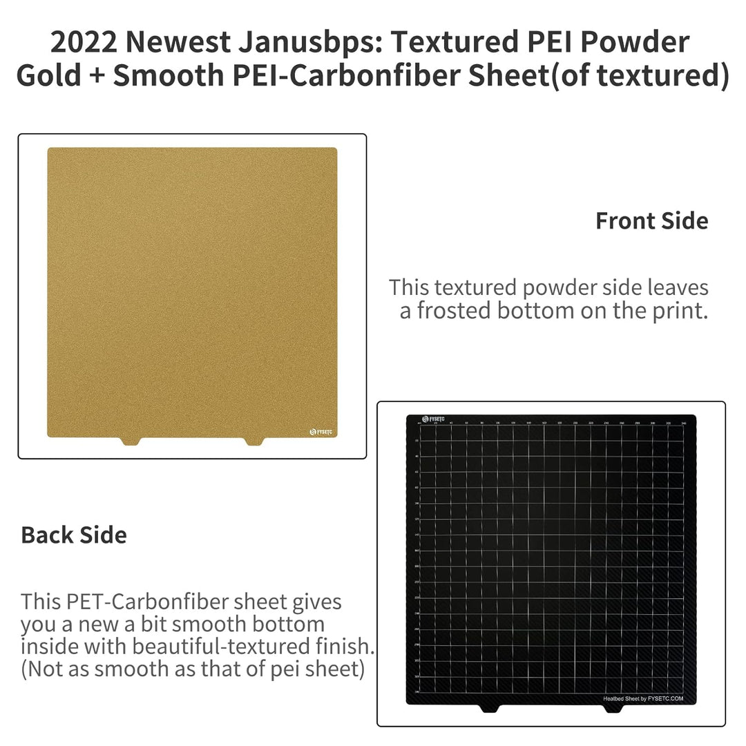 BCZAMD Ender 5 Plus 2022 Build Plate JanusBPS-PET Platform Gold Textured Powder PEI+PET Carbonn Fibr