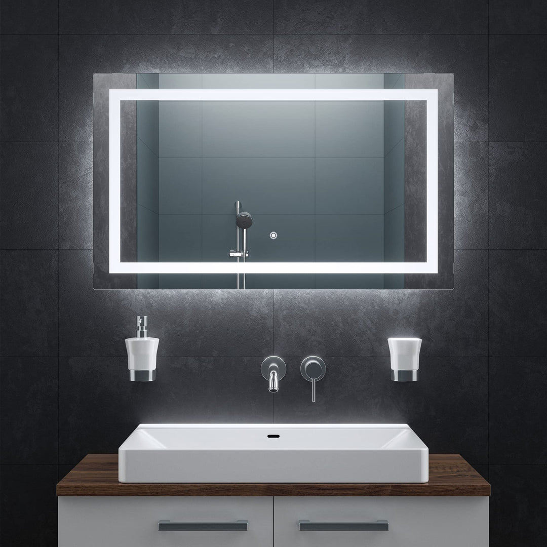 BR Bringer LED Badspiegel - 100x60 cm - Badezimmerspiegel mit Beleuchtung und Anti-Beschlag Funktion
