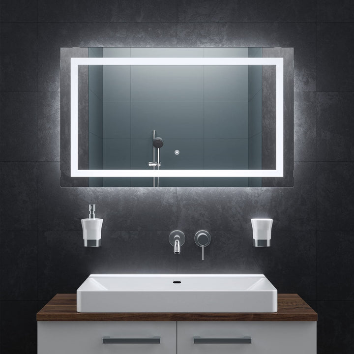 BR Bringer LED Badspiegel - 100x60 cm - Badezimmerspiegel mit Beleuchtung und Anti-Beschlag Funktion