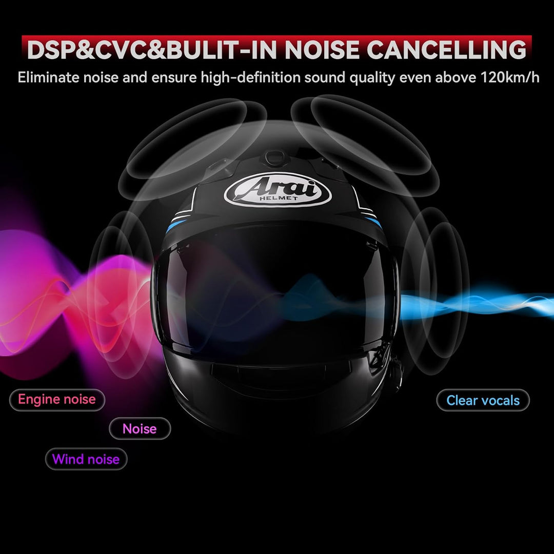 XGP X1 Motorrad Bluetooth Headset V5.3 mit Sprachassistent, 40mm Helm kopfhörer mit IP67 wasserdicht