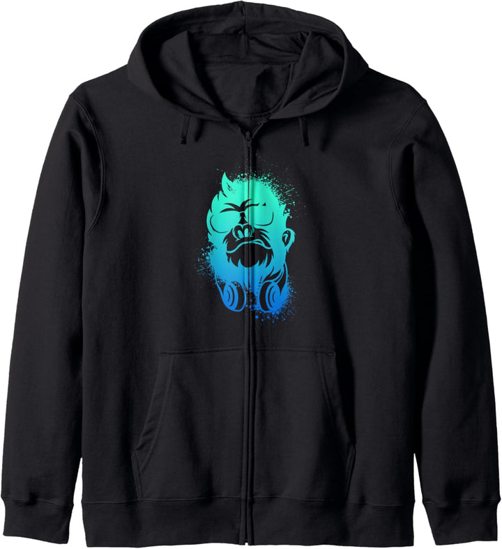 Affe Monkey mit DJ Kopfhörer und Sonnenbrille Geschenk Kapuzenjacke