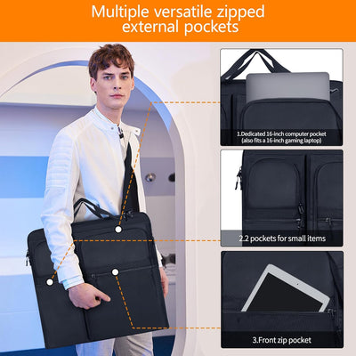 KINGSLONG Kleidersack Reisetasche Faltbare Anzugtasche für 3 Anzüge, 2 in 1 Kleidertasche Handgepäck