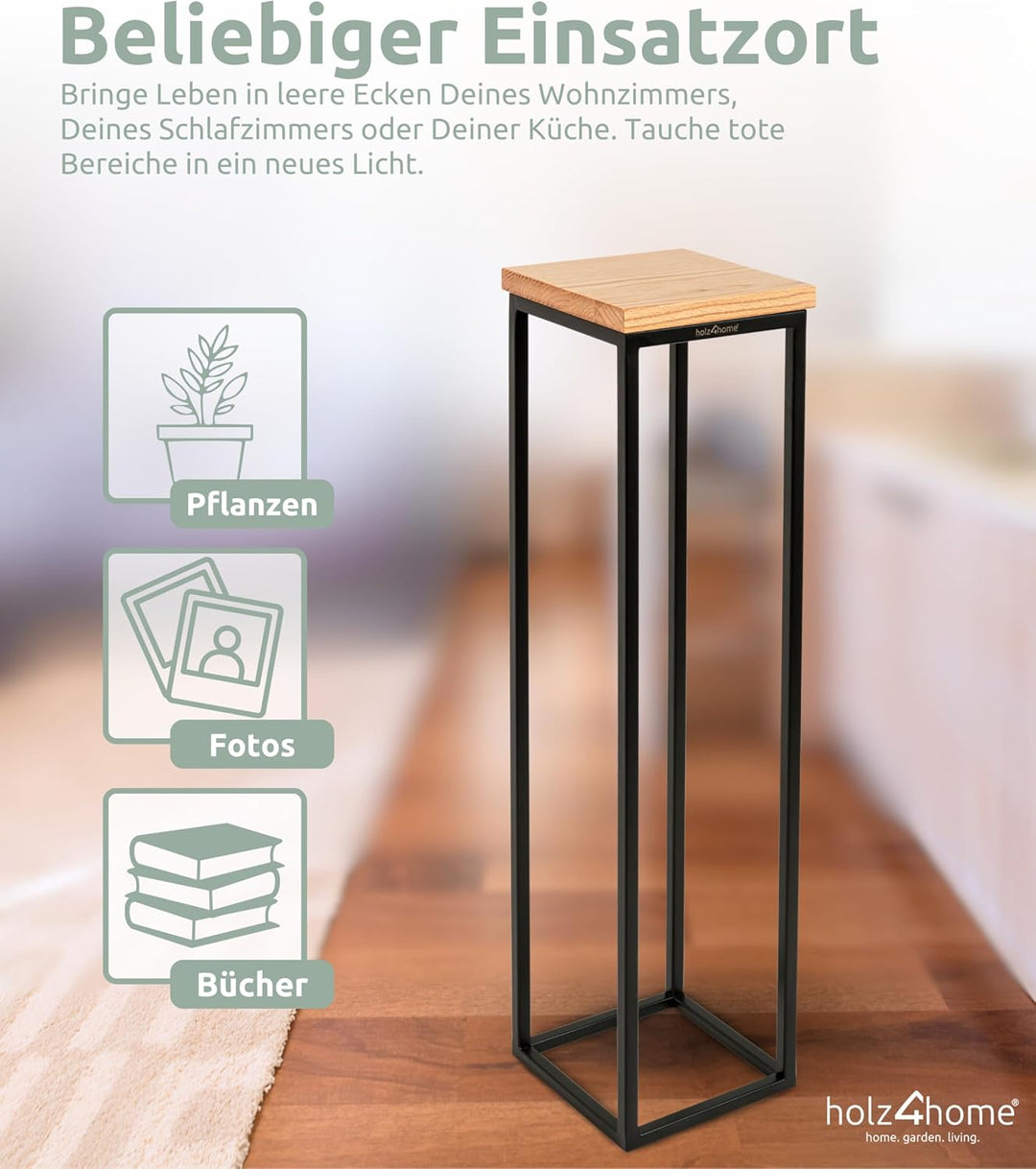 holz4home® Dekoständer aus massiv Eichenholz I Blumenständer Natur Geölt I Höhe: 90 cm I Dekosäule m