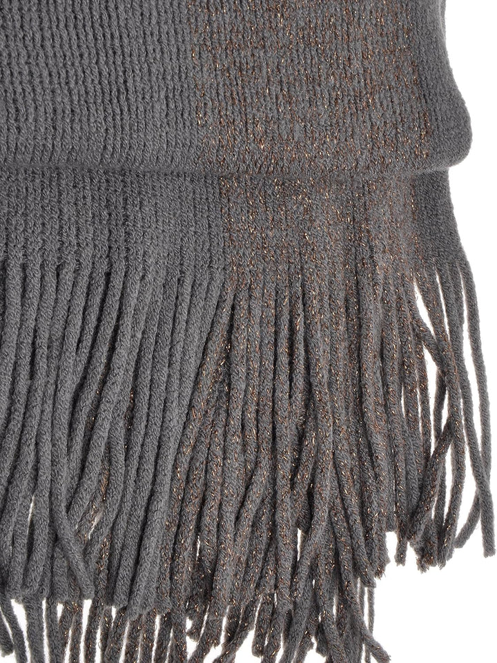 ZLYC Damen Weiche Schlichte Poncho Capes Retro Cardigans Pullover Grau, Grau