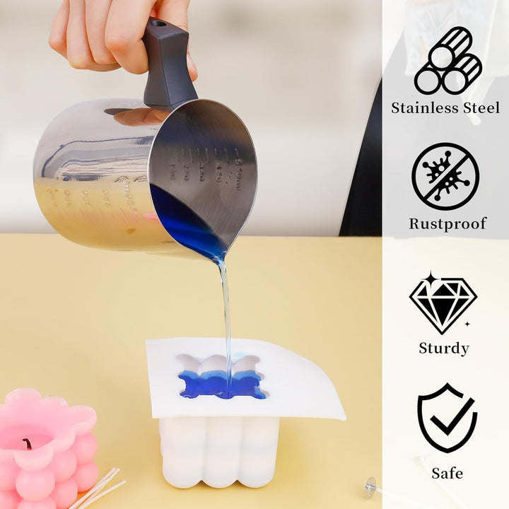 ALLAVA Schmelztopf 600ml, Wasserbad Schmelzschale, Kerzen Schmelztopf, Schmelztopf Kerzenwachs Edels