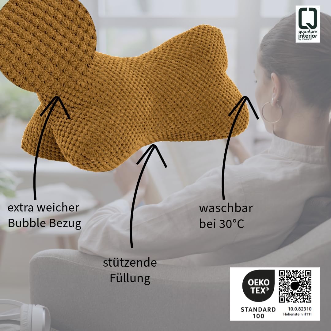Leseknochen, Lesekissen, Nackenrolle Nackenkissen aus Cord,Stützkissen, Reisekissen mit Struktur,For