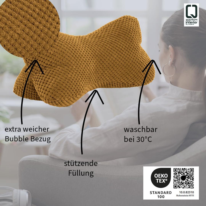 Leseknochen, Lesekissen, Nackenrolle Nackenkissen aus Cord,Stützkissen, Reisekissen mit Struktur,For