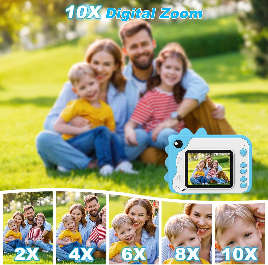 KinderKamera,DigitalKamera Print Sofortbildkamera 1080P 2.4 Zoll Bildschirm Videokamera Schwarzweiss