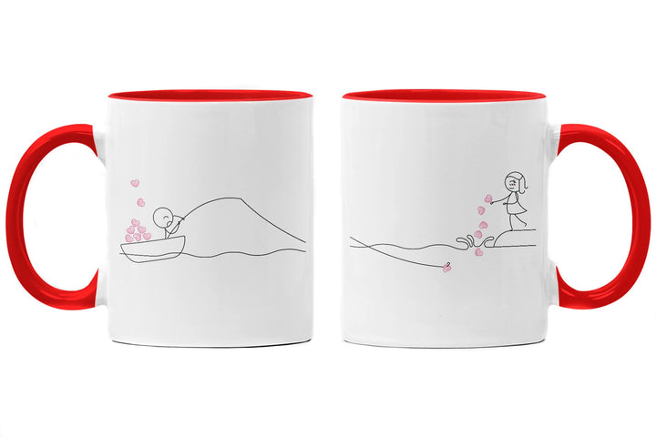 Trendation - Partner Tassen Set Geschenk für Sie Ihn Fernbeziehung Freundin Freund Valentinstagsgesc