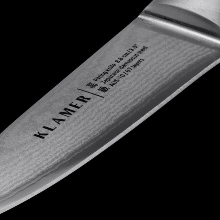 KLAMER Damast Schälmesser 8,6 cm, Obst- und Gemüsemesser, 6cm kleines Messer aus japanischem Stahl,