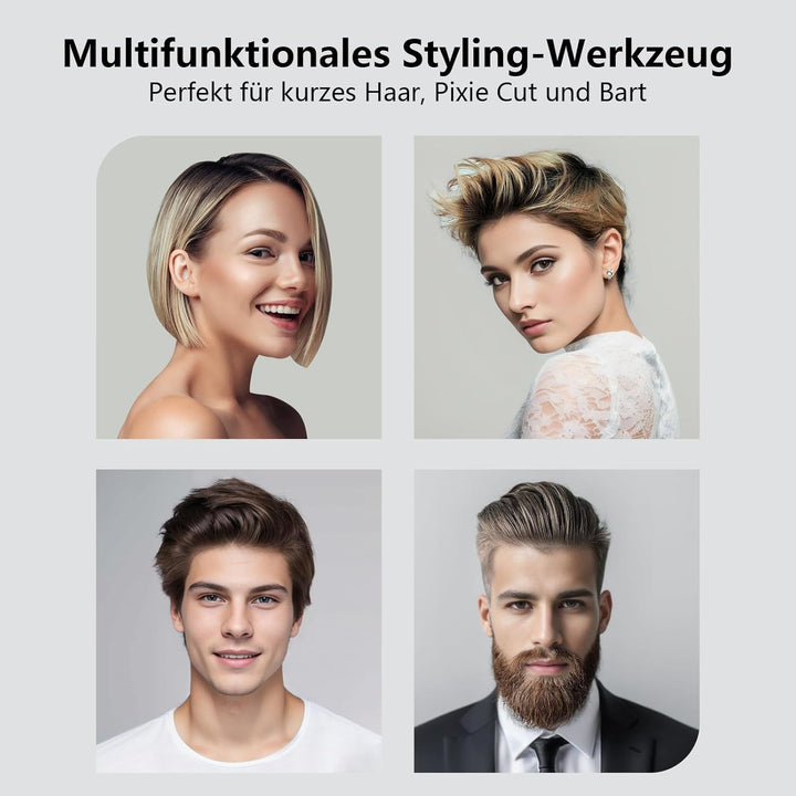 DSHOW Mini Glätteisen, Glätteisen für kurze haare, locken und glätten 2 in 1, Bart und pony, alle Ha