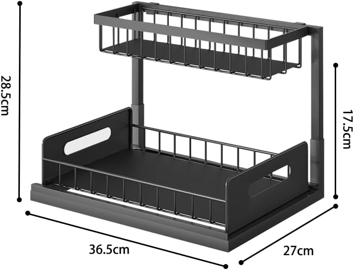 Aufbewahrung unter der Spüle aus Metall mit ausziehbarer Schublade, Regal unter der Spüle, Organizer