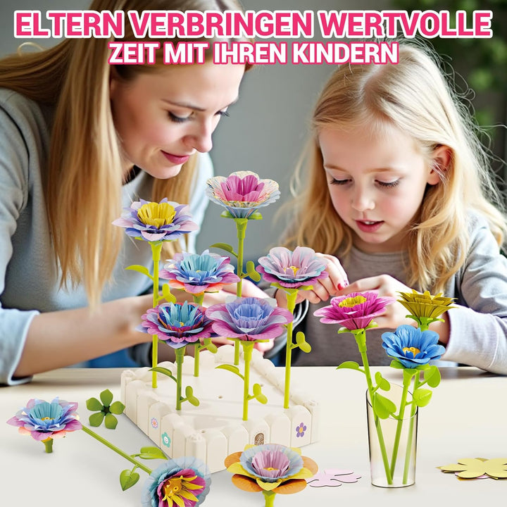 DIY Blumen Bastelset für Kinder ab 3 Jahren, Kunststoff Blumensträusse Basteln Spielzeug, Blumenpres
