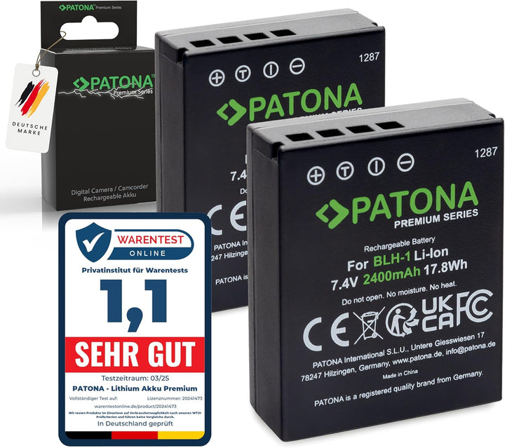 (Volldekodiert) PATONA Premium (2X) Ersatz für Akku Olympus BLH-1 (echte 2040mAh) zu Olympus OM-D E-