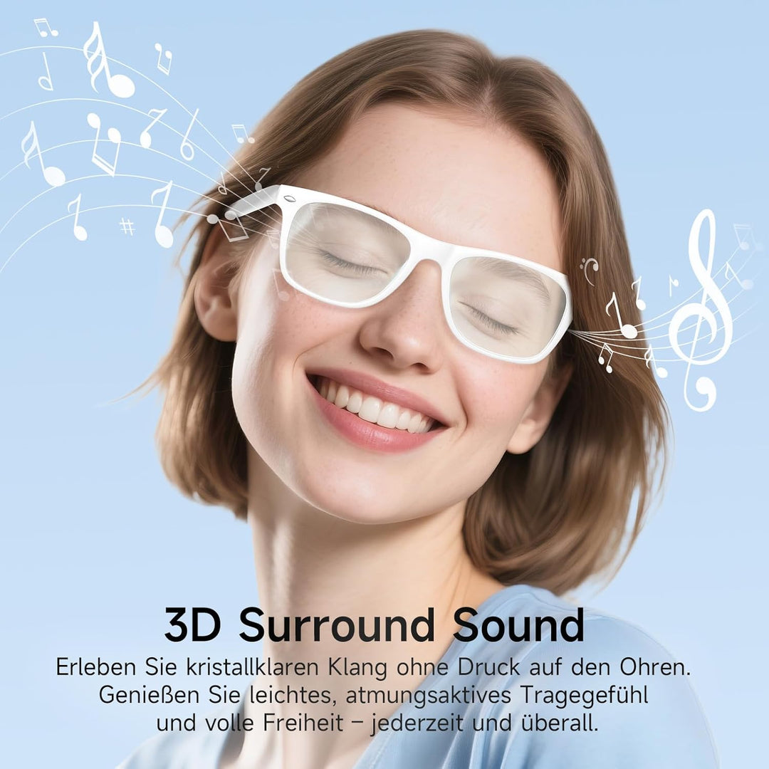 Smart Glasses Kopfhörer, Schutzbrille mit Bluetooth-Lautsprecher, UV-Schutz & Blaulichtfilter, Sprac