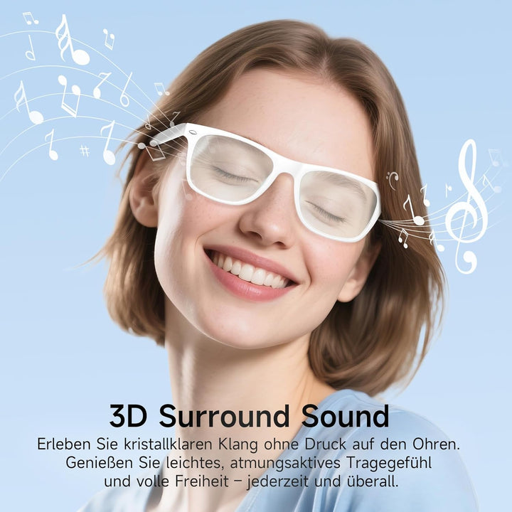 Smart Glasses Kopfhörer, Schutzbrille mit Bluetooth-Lautsprecher, UV-Schutz & Blaulichtfilter, Sprac