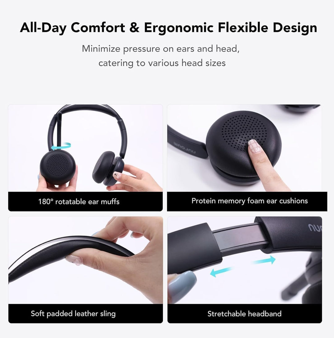Nuroum HP31D(3rd Gen) Bluetooth Headset mit Mikrofon Wireless, AI Rauschunterdrückung für Anrufe/45H