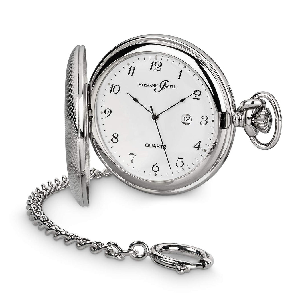Hermann Jäckle Tübingen Elegante Taschenuhr mit hochwertigem Quarzwerk &amp; Datumsanzeige I Qualitätsha