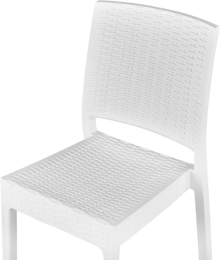 Gartenstühle im 2er Set in Rattanoptik aus Kunststoff weiss Fossano