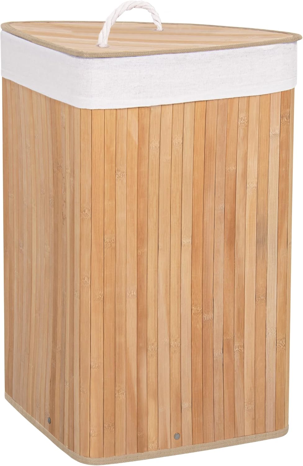 SPRINGOS Eckwäschekorb Wäschesammler mit Deckel 60 L Bambus Natural 73 l, Natural 73 l
